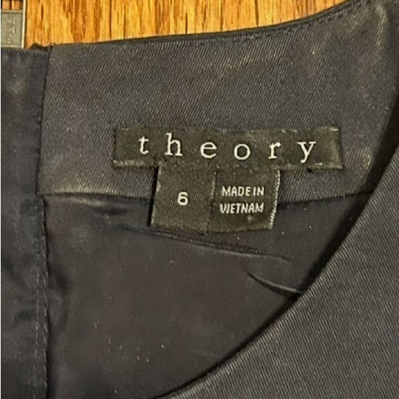 Theory Black Cap Sleeve Sheath Dress Minimalist Career Cocktail Size 6 - Picture 4 of 5